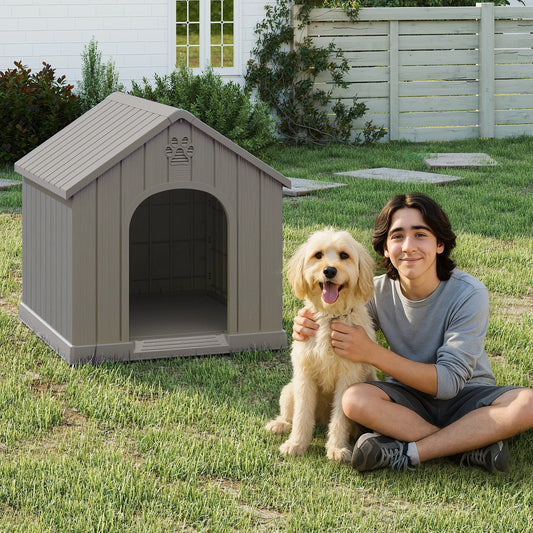 Weather Resistant Plastic Dog House For Outdoor Backyard Patio