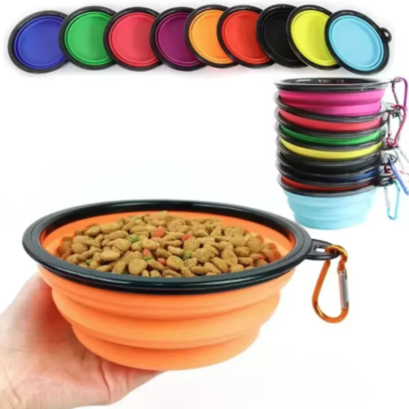 Portable Collapsible TPR Pet Food And Water Bowl For Travel