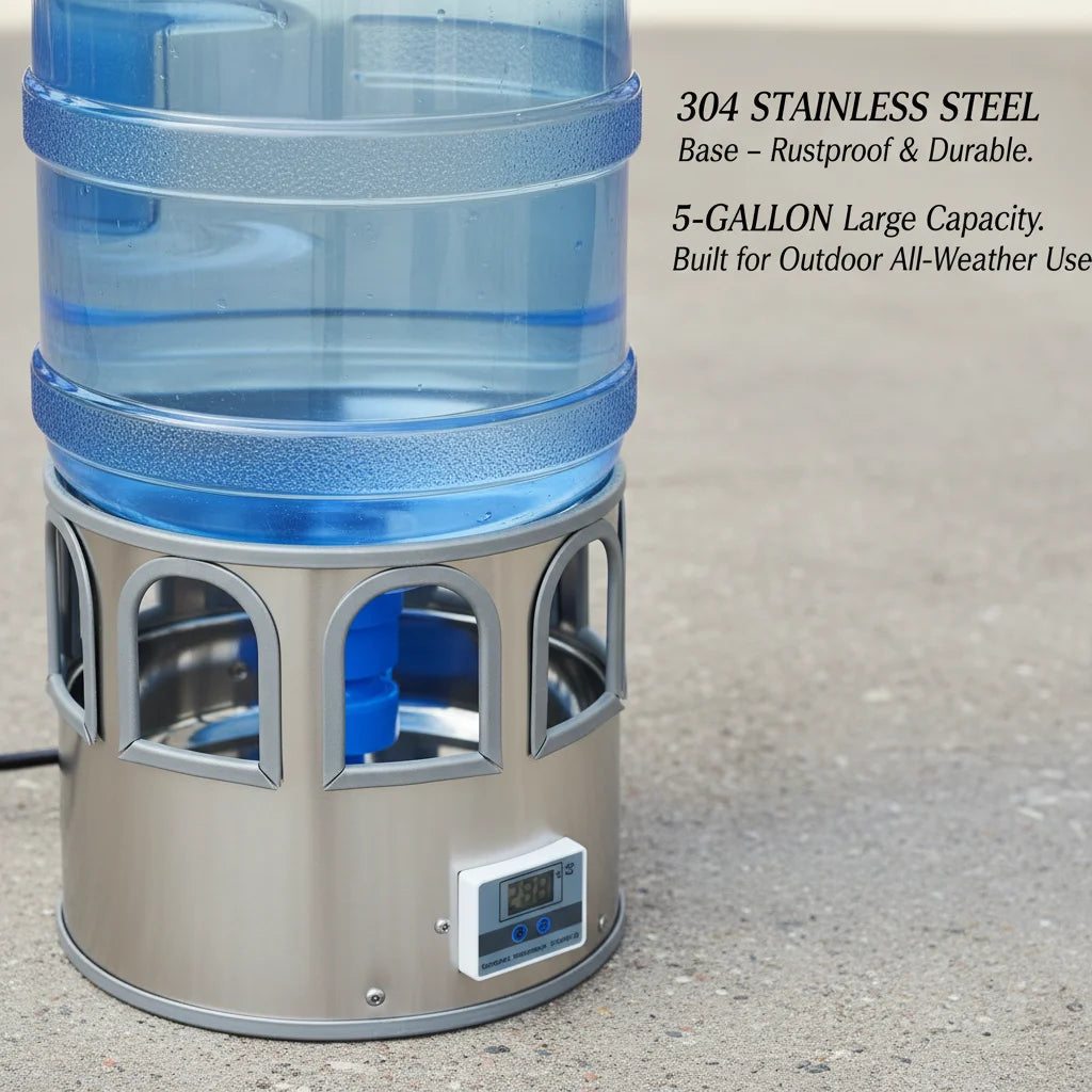 Stainless Steel Heated Poultry Waterer With Auto Thermostat
