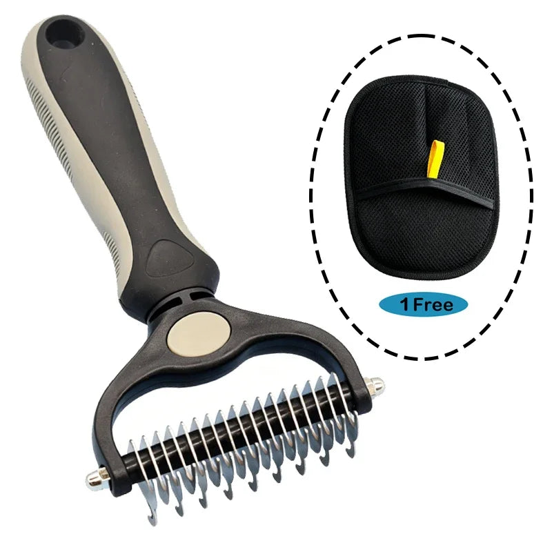 Pet Comb and Grooming Brush Two-Sided Cat Hair Brush Undercoat Rake Comb for Dog Cat Remove Knots Tangles Pet Hair Comb