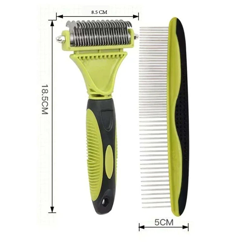 Pet Comb and Grooming Brush Two-Sided Cat Hair Brush Undercoat Rake Comb for Dog Cat Remove Knots Tangles Pet Hair Comb