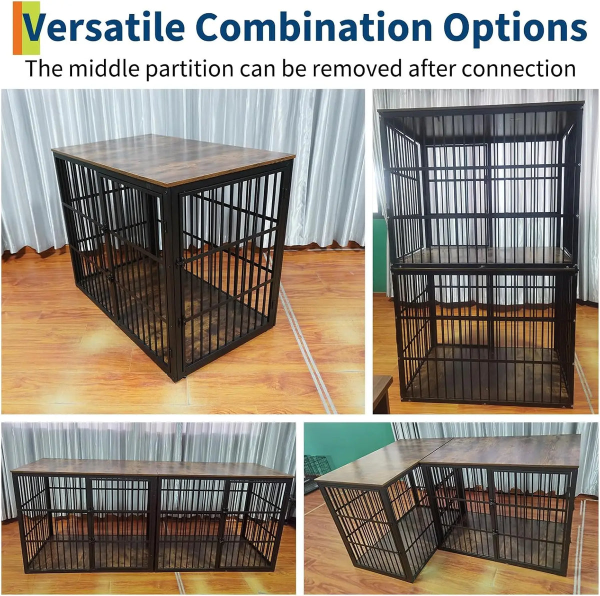 Garvee Heavy Duty Wooden Dog Kennel With Triple Lockable Doors