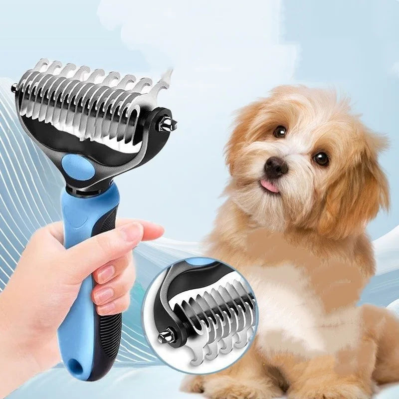 Double Sided Stainless Steel Pet Deshedding Comb Grooming Tool