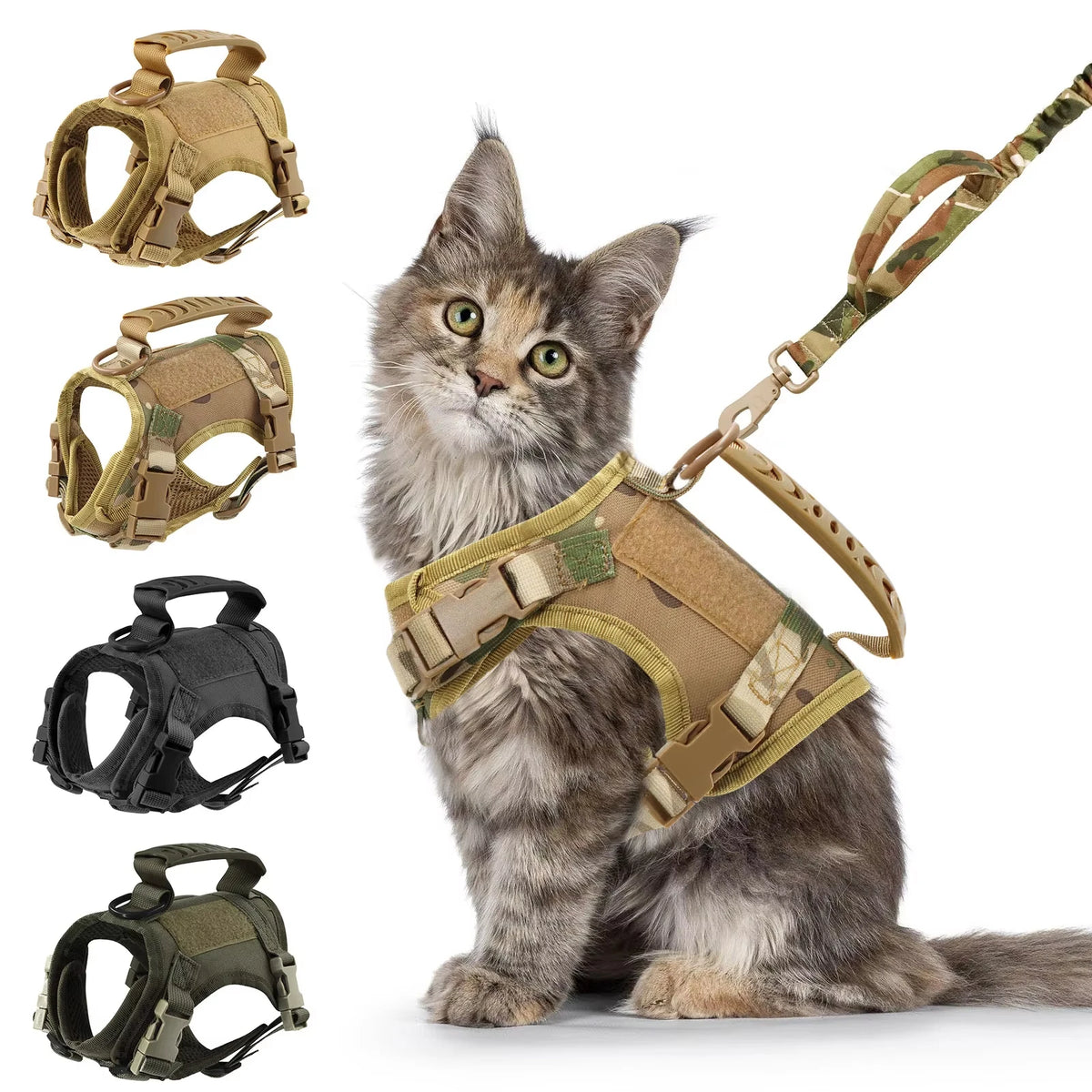 Petravel Adjustable Tactical Pet Harness And Leash With Handle