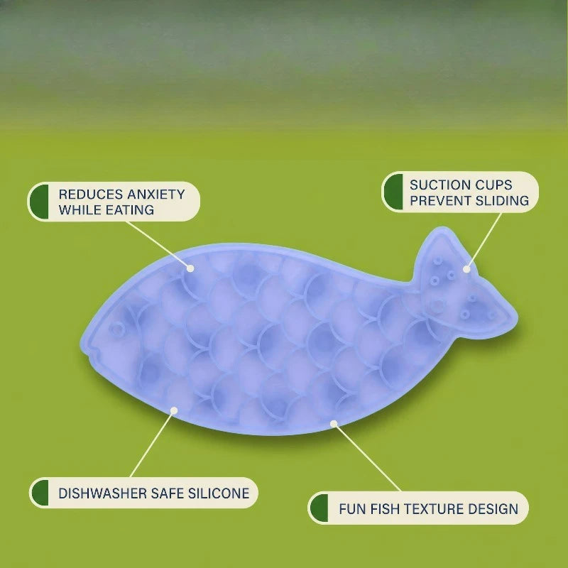 Silicone Blue Fish Cat Lick Mat