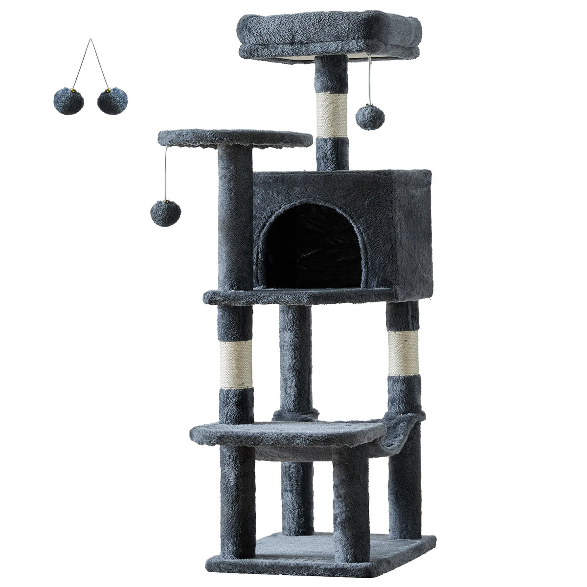 JHK Sturdy Multi Tier Cat Tree With Natural Sisal Posts