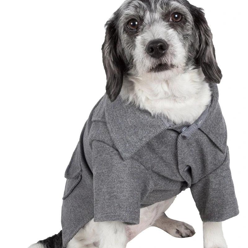 Classic Collared Wool Dog Coat With Horn Buttons Windproof Protection