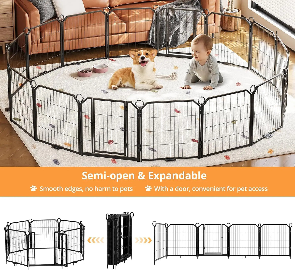 Garvee Heavy Duty Dog Playpen With Secure Self Locking Panel