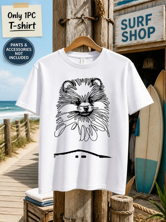 1pc Mens Graphic T Shirt Lion Head Pattern Short Sleeve Crew Neck[solely 1pc T-SHIRT]