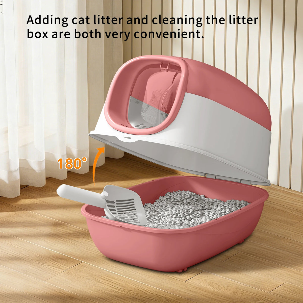 Switchable Open SemiClosed Cat Litter Box Splashproof Baffle For Domestic Cats
