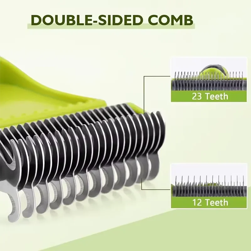 Pet Comb and Grooming Brush Two-Sided Cat Hair Brush Undercoat Rake Comb for Dog Cat Remove Knots Tangles Pet Hair Comb