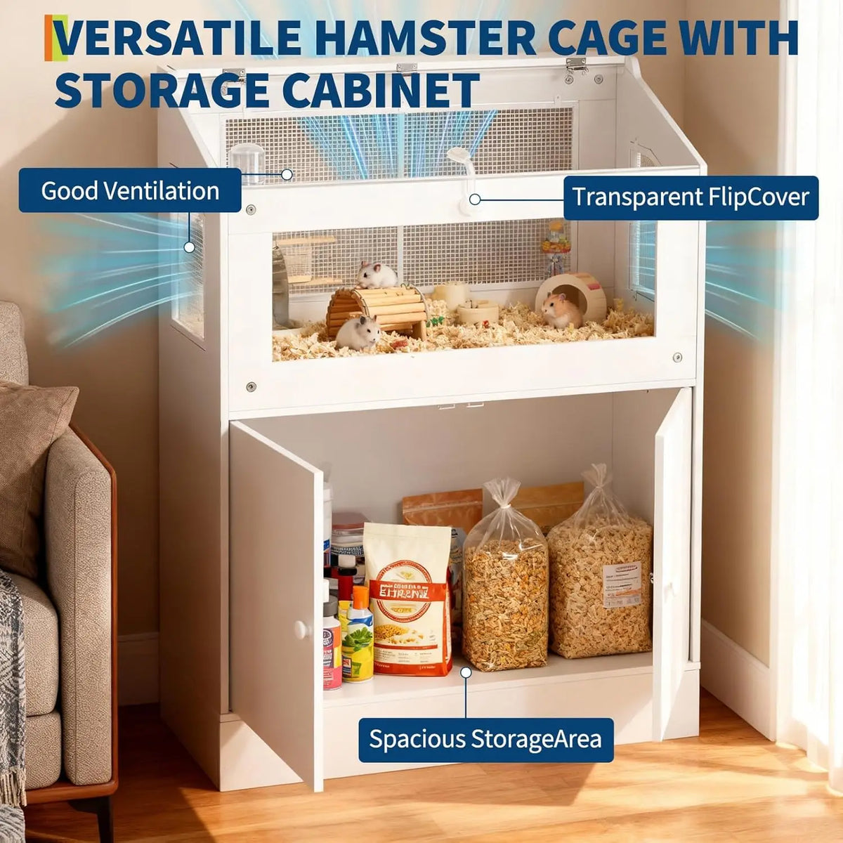 HiMISS Acrylic Animal Cage Habitat With Storage Cabinet
