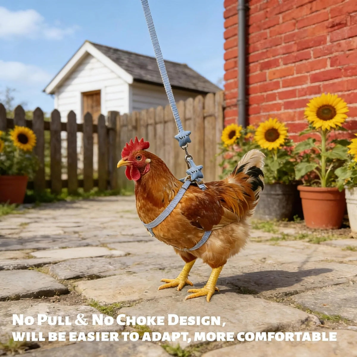 Adjustable Star Bird Harness Vest Set With Leash For Poultry