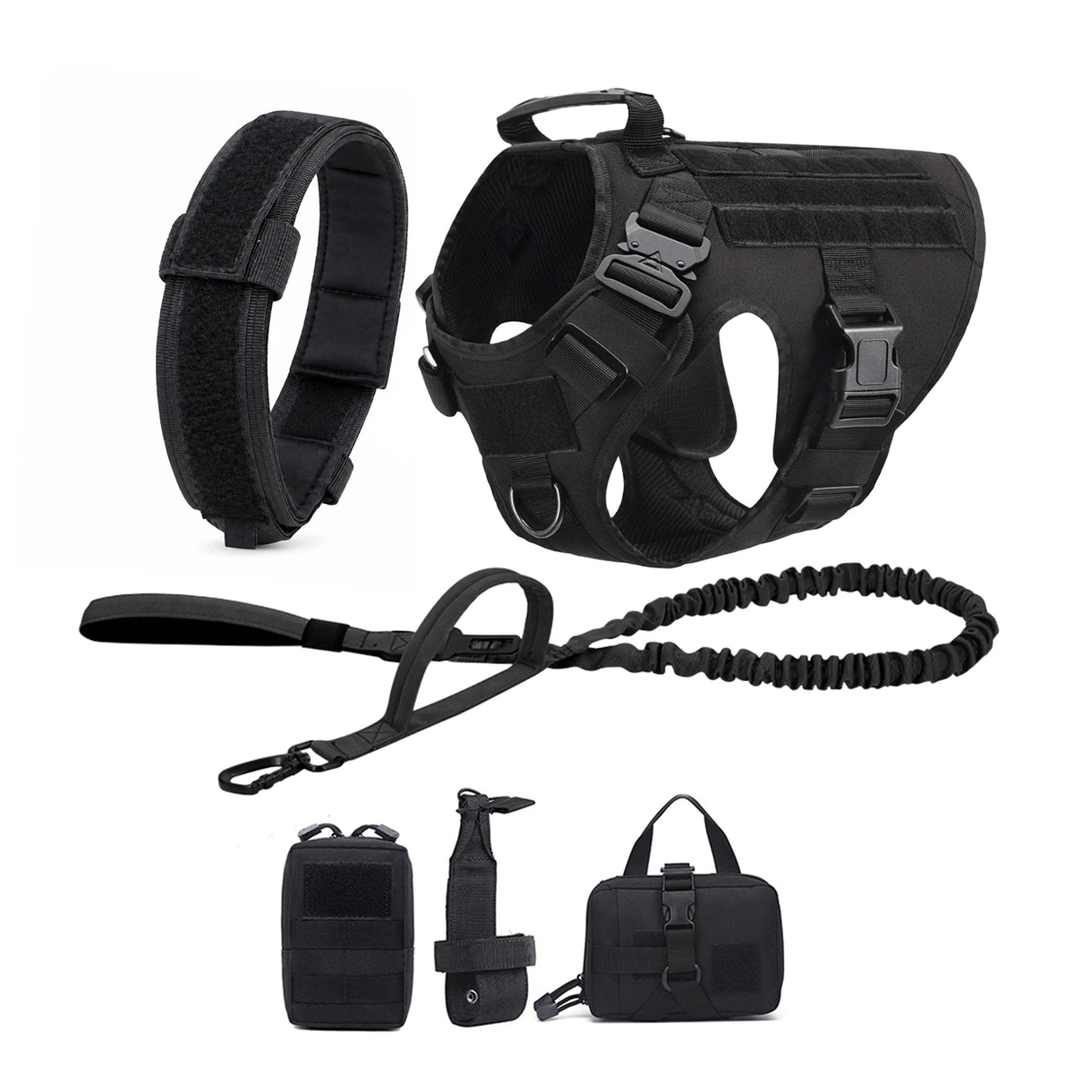 Tactical Dog Harness Collar Leash Molle Pouches For Medium Large Dogs Pet German Shepherd Training Walking Vest Dog Harnesses