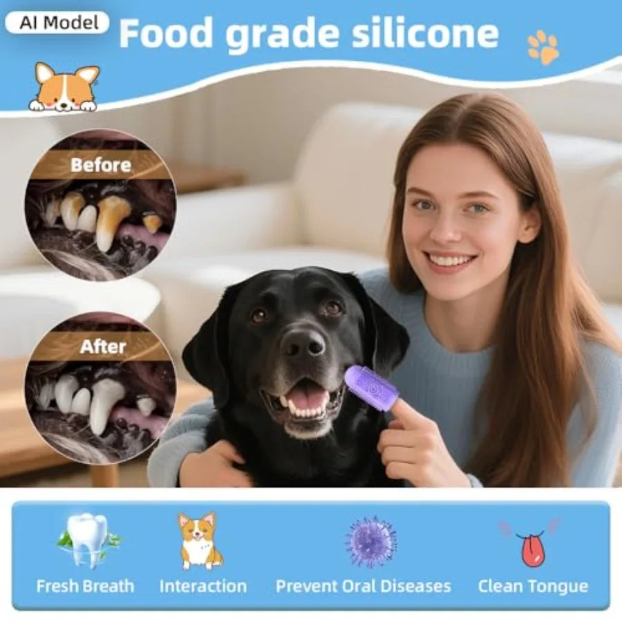 6Pcs Silicone Dog Toothbrush, 360° Dog Tooth Brushing Kit, Finger Toothbrush, Cat Tooth Brush, Teeth Cleaning, Dogs Cats Teeth