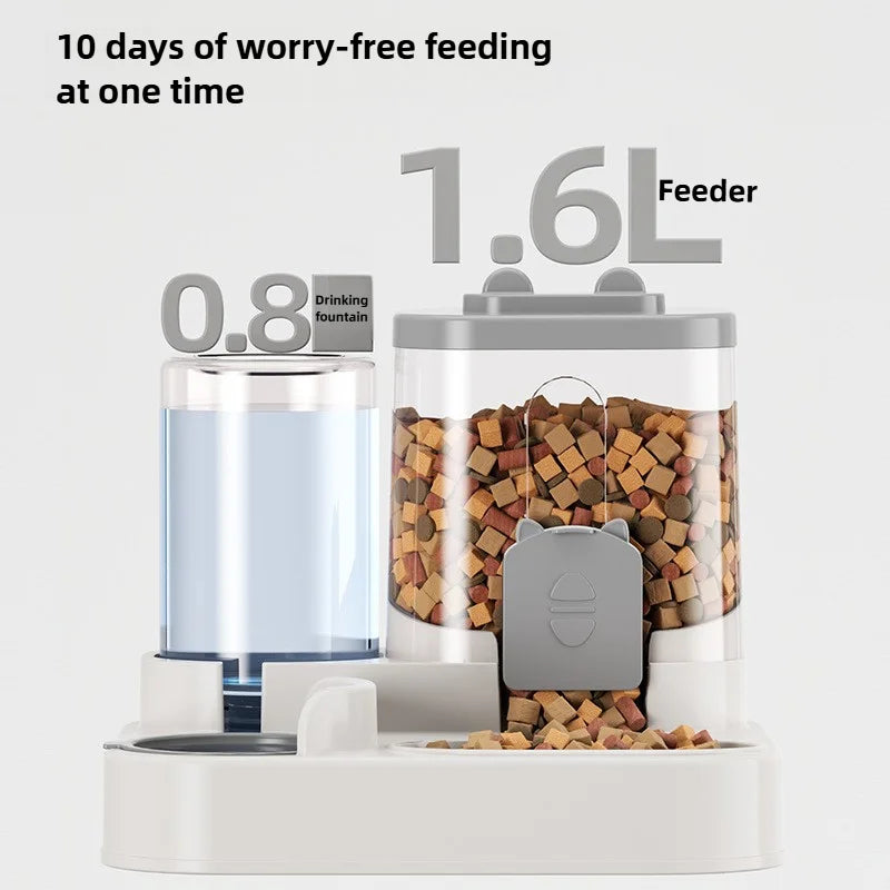 Automatic Pet Feeder With Spill Proof Bowl And Water Fountain