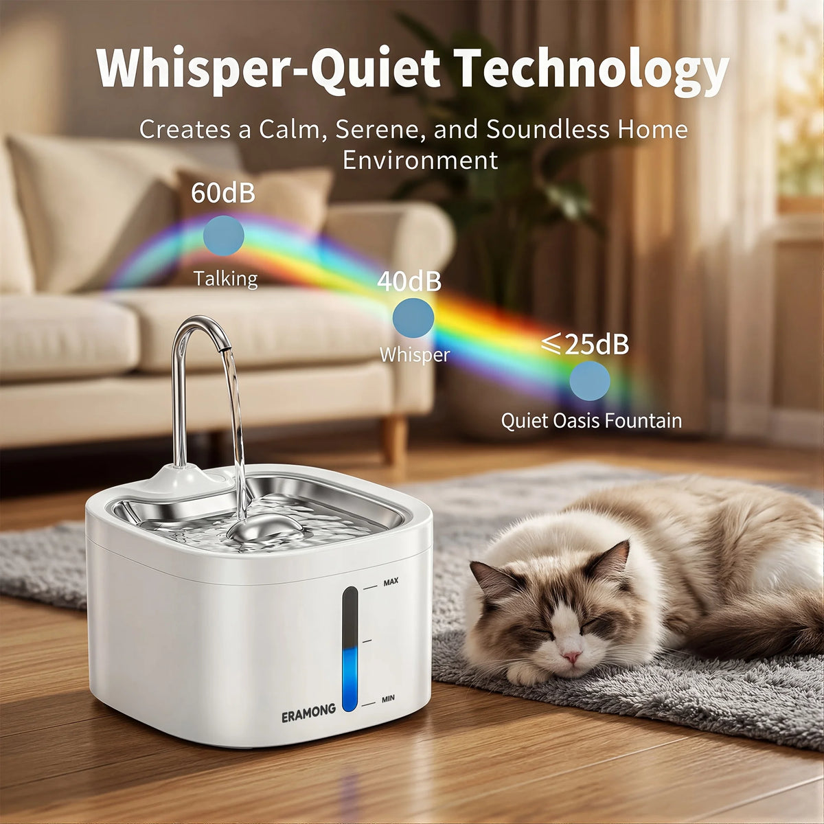 Automatic Stainless Steel Cat Water Fountain With Water Dispenser