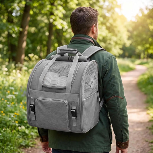 Expandable Cat Carrier Mesh Backpack With Breathable Travel Design