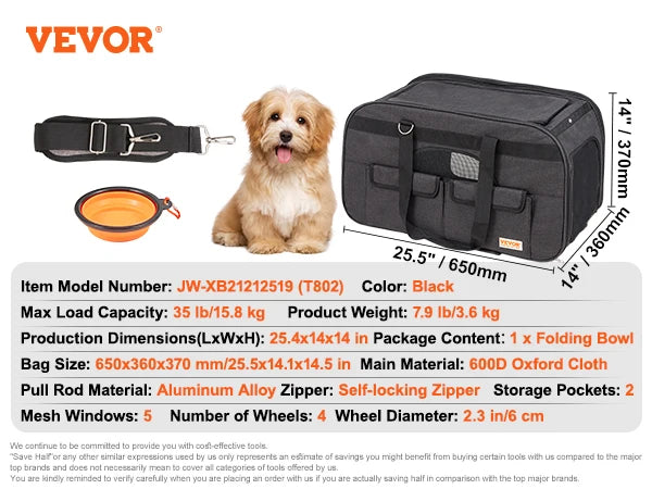 SucceBuy Pet Carrier Backpack With Wheels For Travel