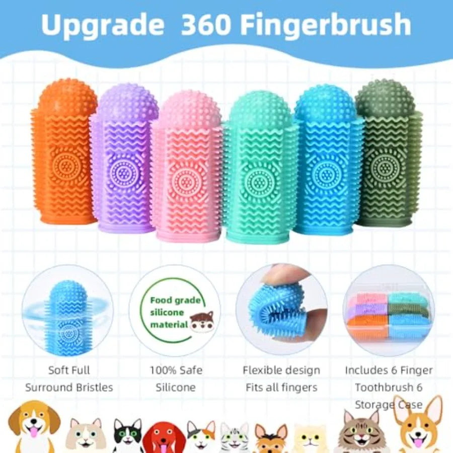 6Pcs Silicone Dog Toothbrush, 360° Dog Tooth Brushing Kit, Finger Toothbrush, Cat Tooth Brush, Teeth Cleaning, Dogs Cats Teeth