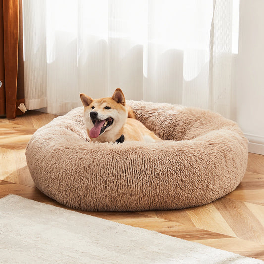 JHK Washable Calming Plush Dog Bed With Anti Slip Bottom