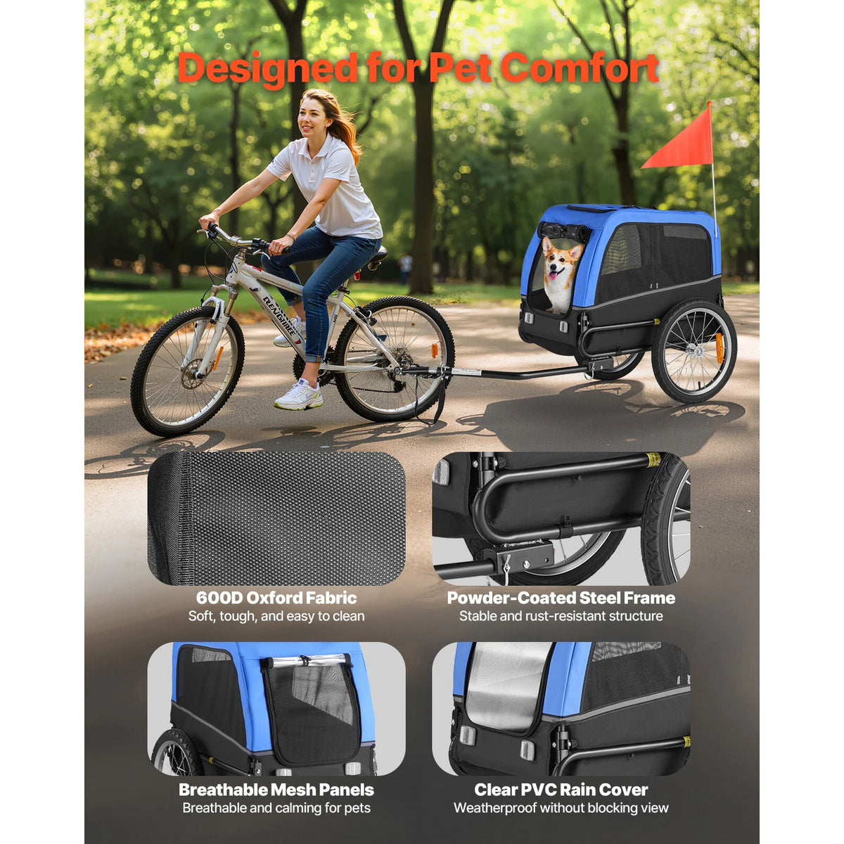 SucceBuy Dog Bike Trailer Pet Carrier With Quick Release Coupler