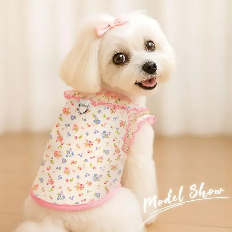 1 breathable summer shirt for small dogs, with ruffled sleeves, elastic pet T-shirt, Puppy Clothes, suitable for puppies, Sphynx cats, kittens, French Bulldogs, Dachshunds