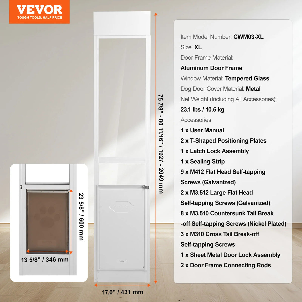 Adjustable Height Dog Door For Sliding Glass Doors Aluminum Frame