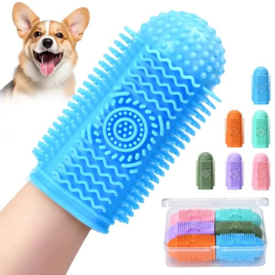 6Pcs Silicone Dog Toothbrush, 360° Dog Tooth Brushing Kit, Finger Toothbrush, Cat Tooth Brush, Teeth Cleaning, Dogs Cats Teeth