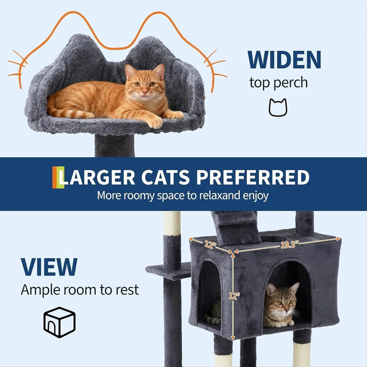 Hossllly Multi Tier Cat Condo With Scratching Posts And Hammock