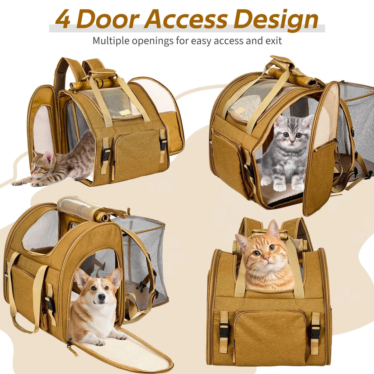 Expandable Cat Carrier Mesh Backpack With Breathable Travel Design