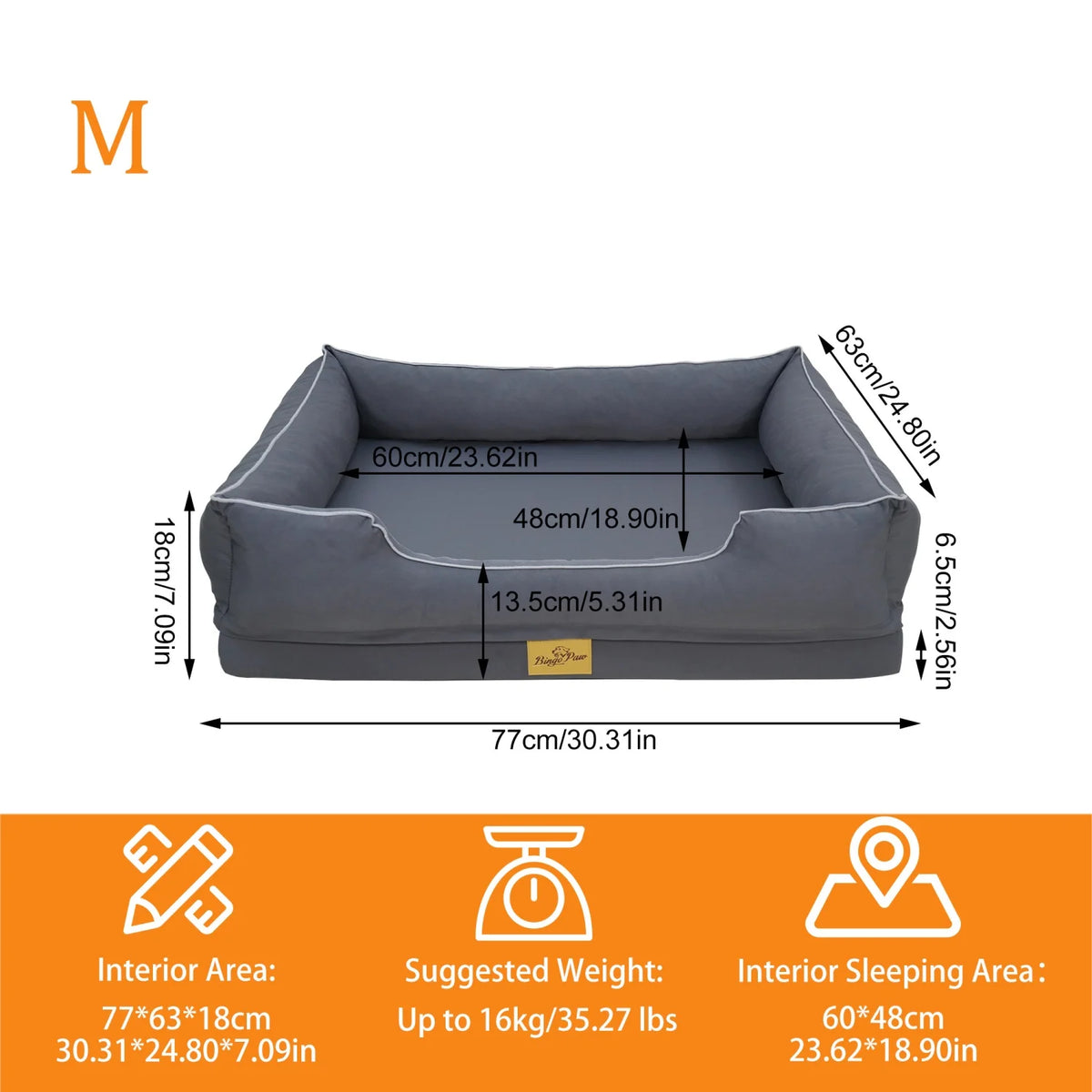 BINGOPAW Orthopedic Dog Sofa Bed With Washable Cover And Bolsters