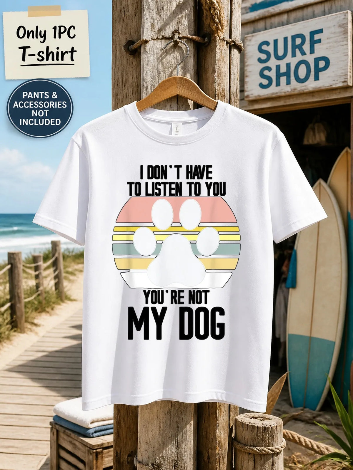 1pc Mens Graphic T Shirt Funny Dog Paw Print Short Sleeve Crew Neck[solely 1pc T-SHIRT]