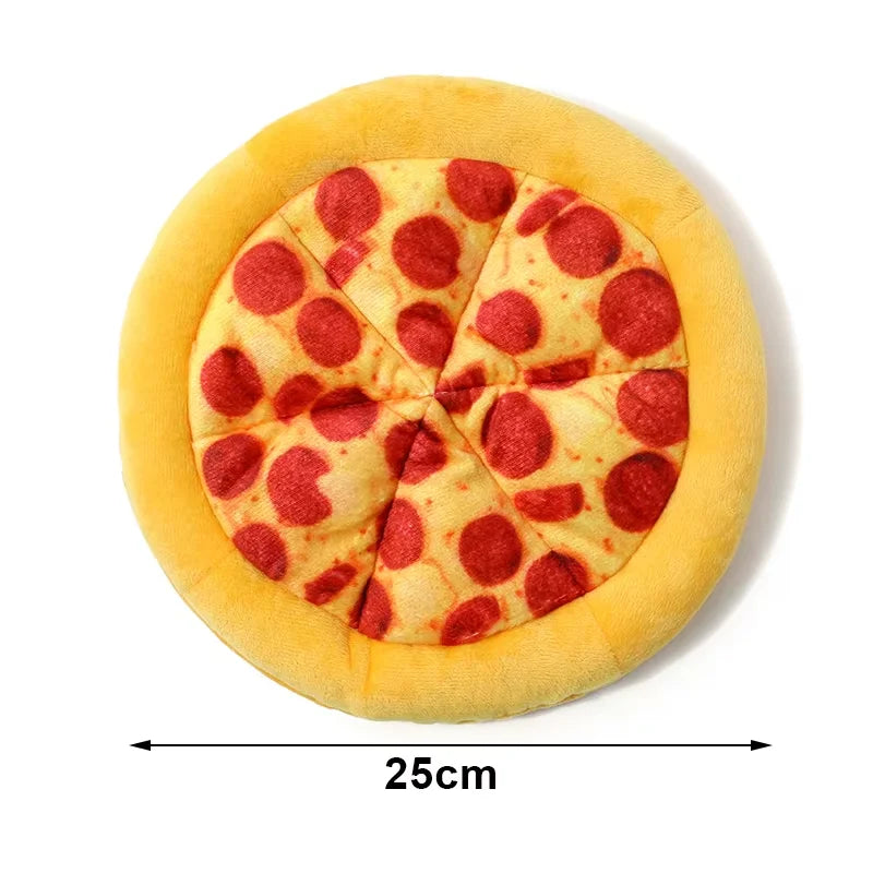 Interactive Squeaky Plush Dog Toy With Pizza Design For Dogs