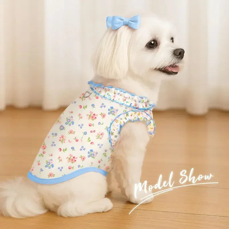 1 breathable summer shirt for small dogs, with ruffled sleeves, elastic pet T-shirt, Puppy Clothes, suitable for puppies, Sphynx cats, kittens, French Bulldogs, Dachshunds