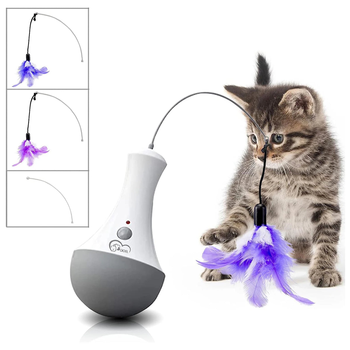 Automatic Rotating Cat Feather Toy Interactive Indoor Play Teaser