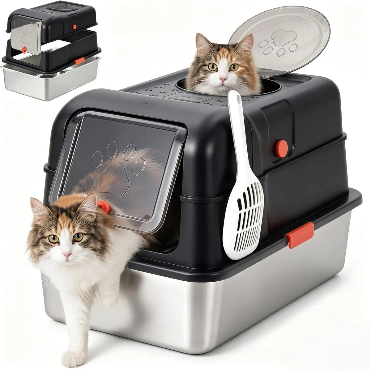 Studyset Enclosed Stainless Steel Dog Proof Litter Box