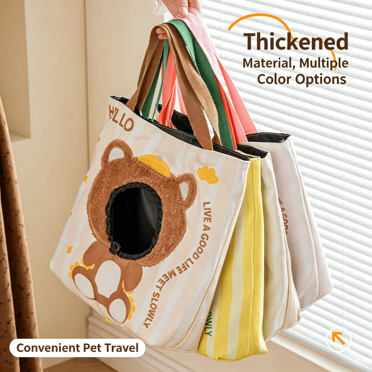 Breathable Canvas Cat Travel Carrier Tote Bag For Pets