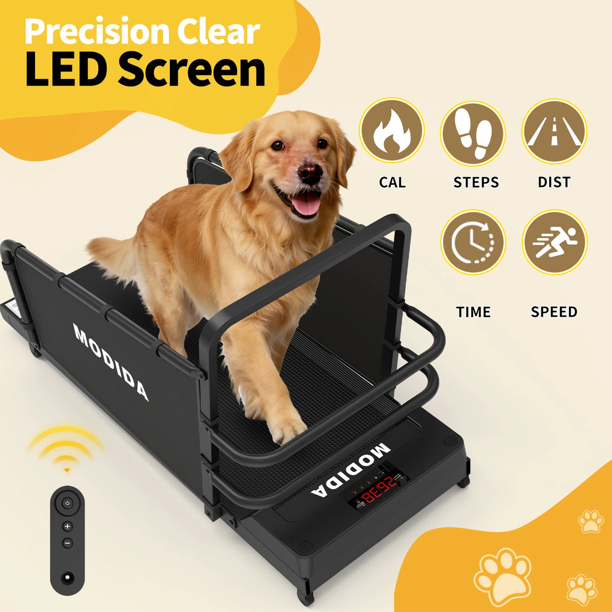 Dog Treadmill for Large Dogs, Adjustable Speed 1-8km/h Pet Running Machine with LED Display, Quiet Indoor Dog Exercise Equipment for Home Training, Track Time Distance Calories Burned