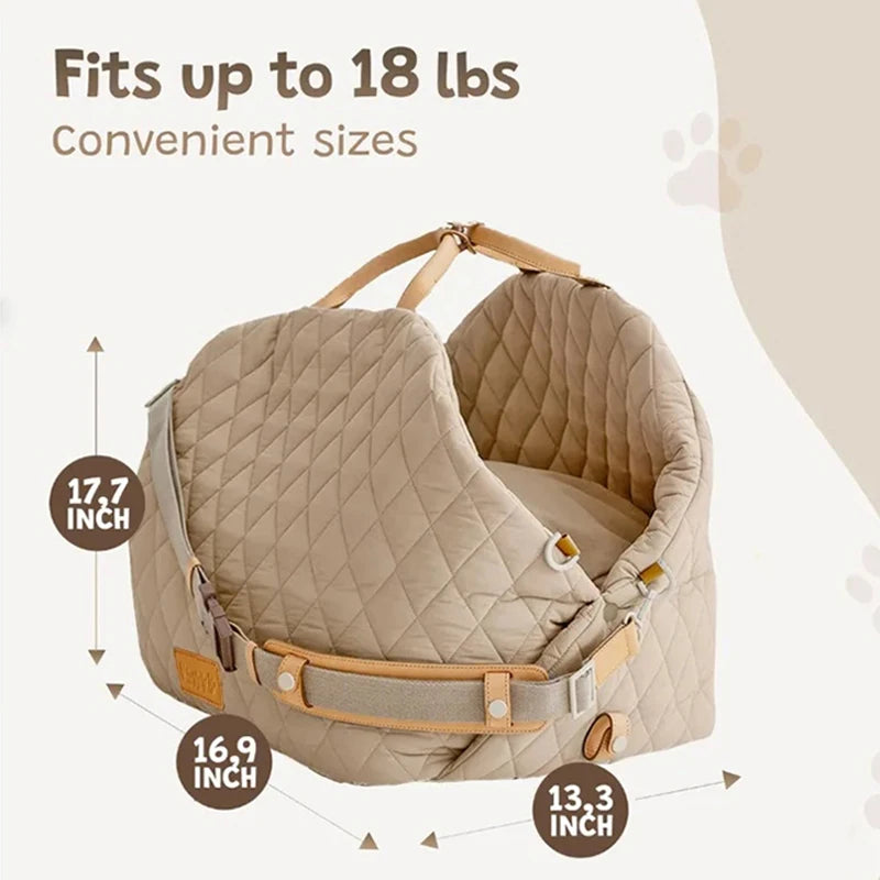 3‑in‑1 Dog Car Booster Seat for Small Dogs, Travel Carrier Car Dog Bed Pet Mat, Washable Cover Non‑Slip Bottom Multifunctional Pet Travel Accessory