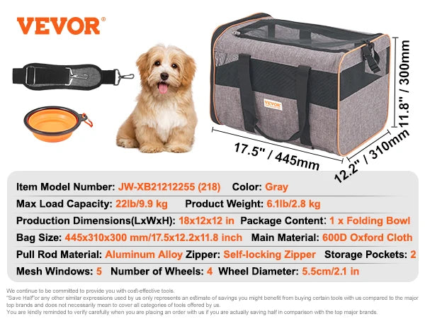 Breathable Wheeled Pet Carrier Backpack With Telescopic Handle And Wheels
