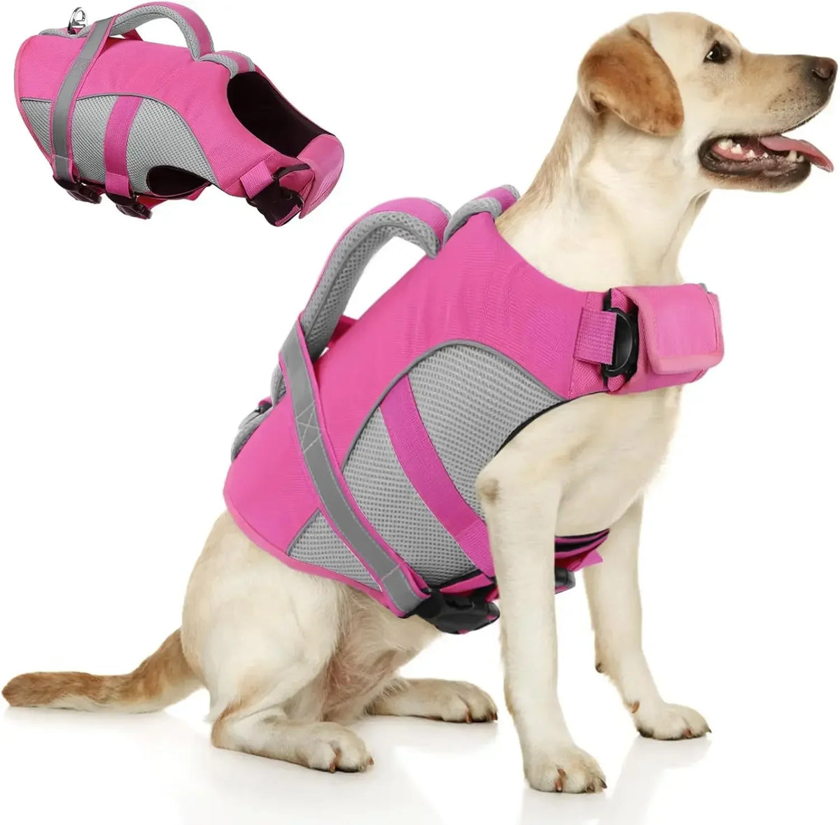 Durable Mesh Dog Life Vest With Rescue Handle For Swimming