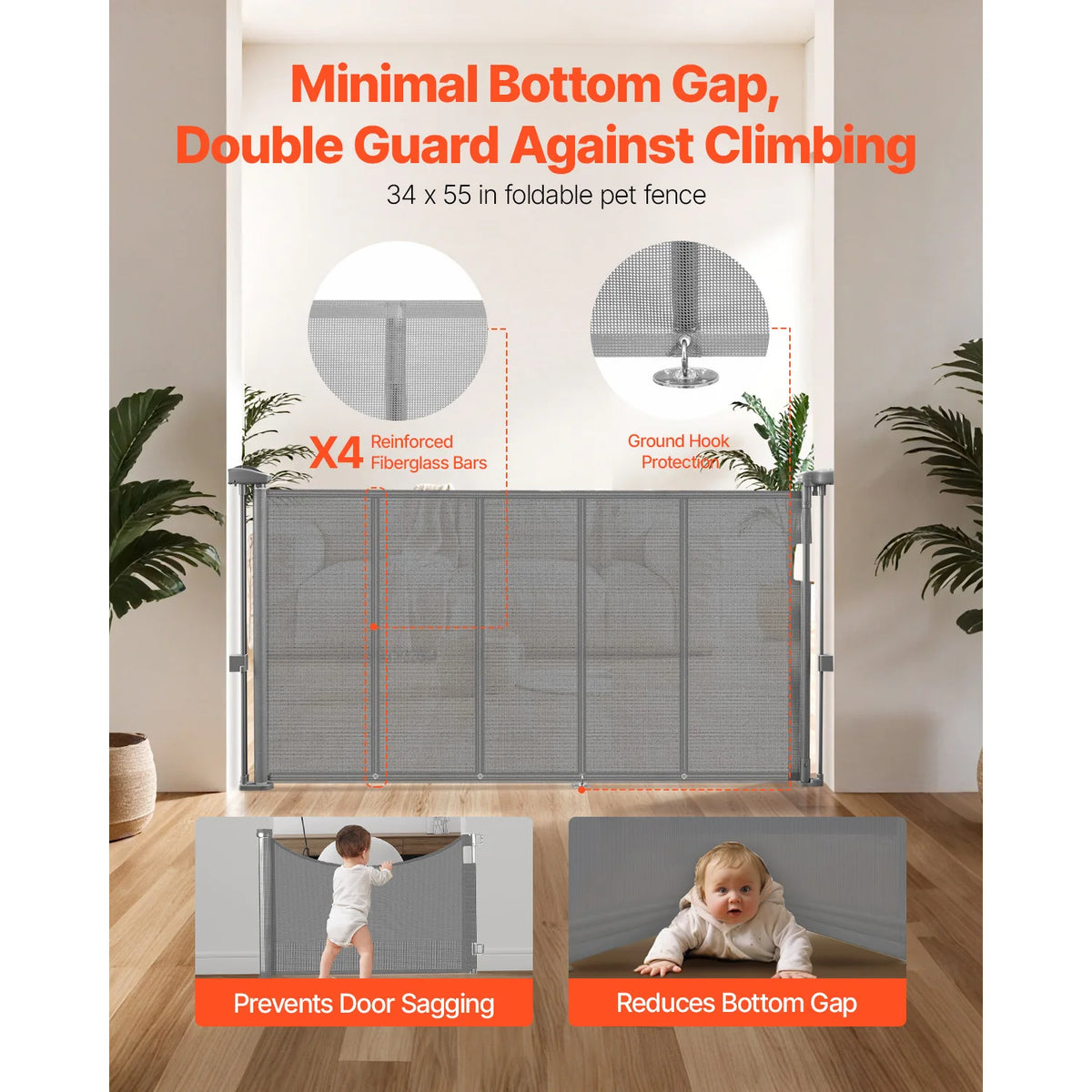 SucceBuy Retractable Mesh Baby Safety Gate Easy Installation