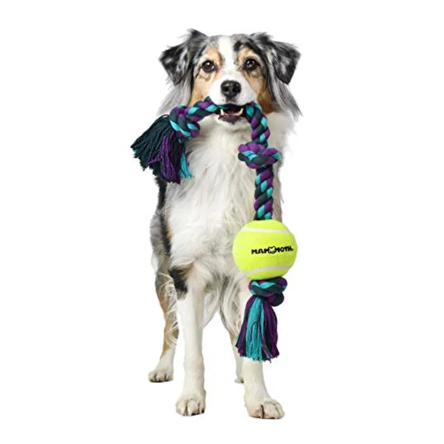Mammoth Premium Interactive Dog Rope Tug Toy With Tennis Ball