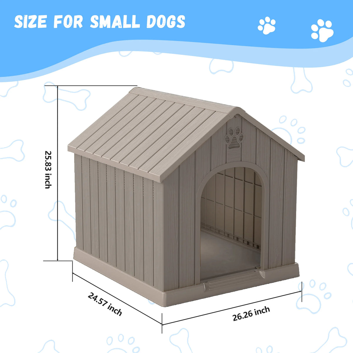 Weather Resistant Plastic Dog House For Outdoor Backyard Patio