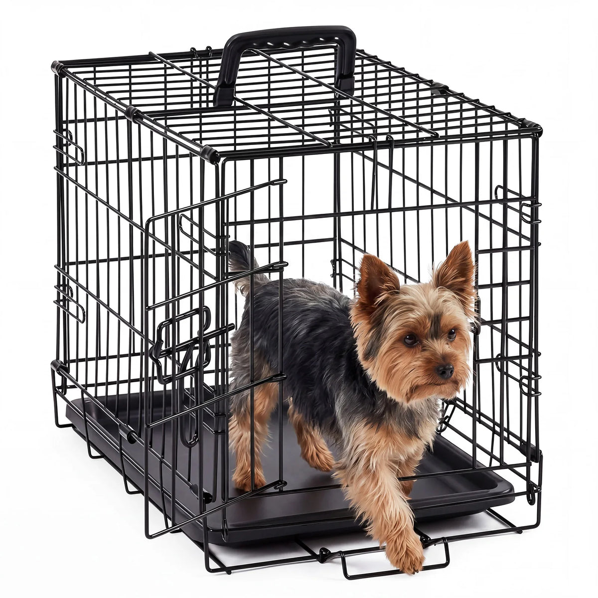 JHK Metal Dog Crate With Secure Lock And Removable Tray
