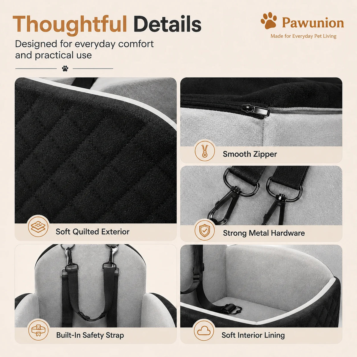Memory Foam Travel Dog Car Seat With Cool Mat Cover