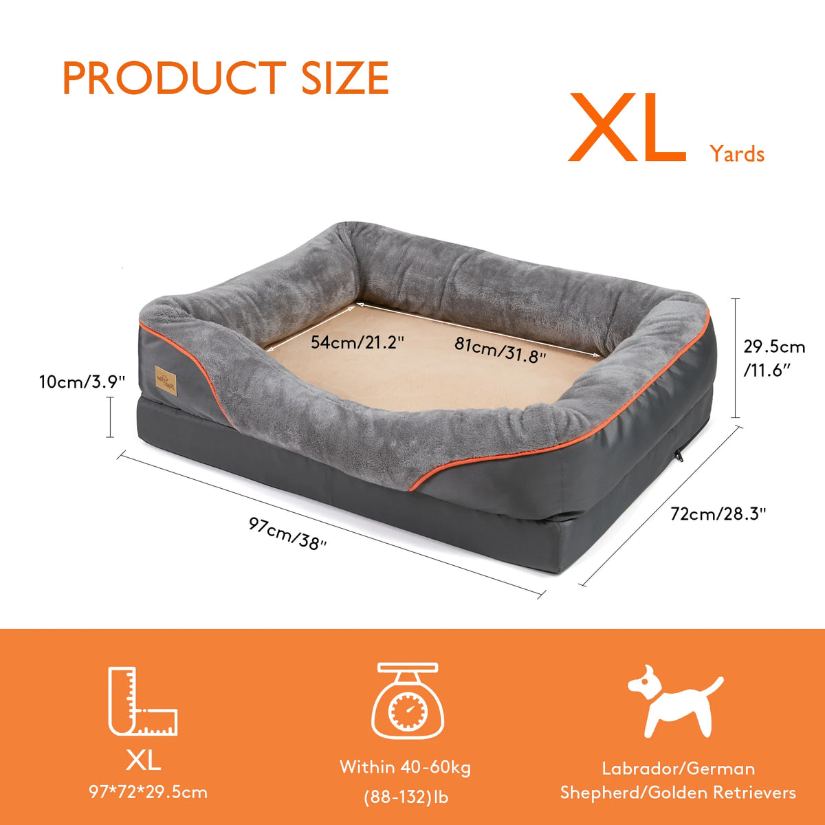 Bingopaw Soft Dog Bed With Removable Washable Waterproof Fleece Cover