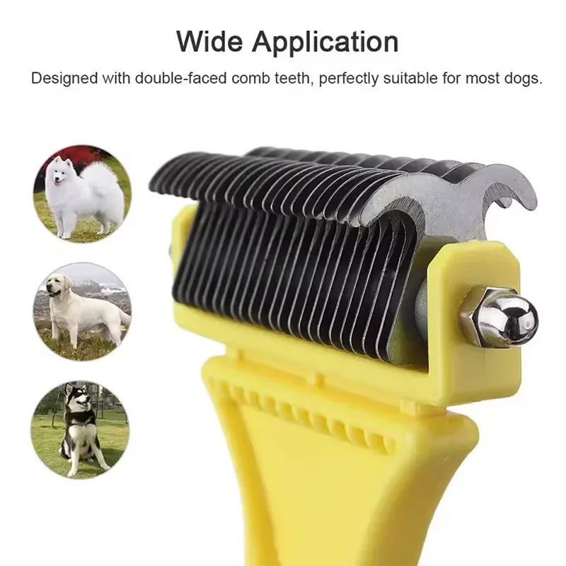 Pet Comb and Grooming Brush Two-Sided Cat Hair Brush Undercoat Rake Comb for Dog Cat Remove Knots Tangles Pet Hair Comb