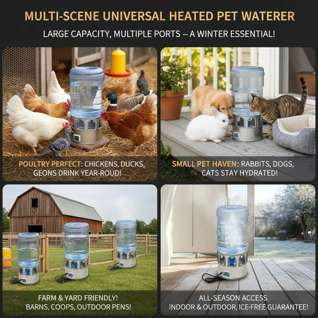 Stainless Steel Heated Poultry Waterer With Auto Thermostat